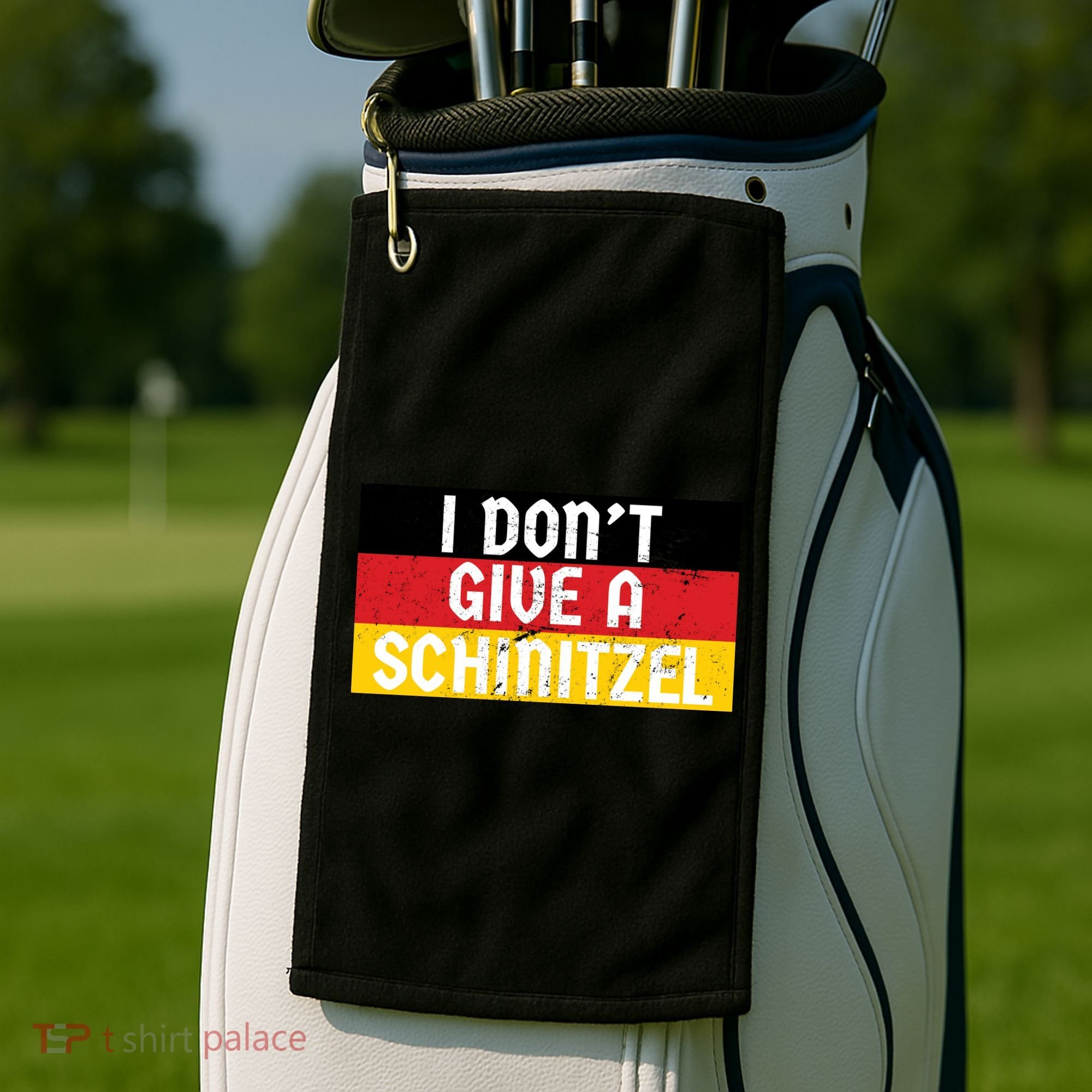 I Don't Give A Schnitzel Funny Oktoberfest Golf Towel
