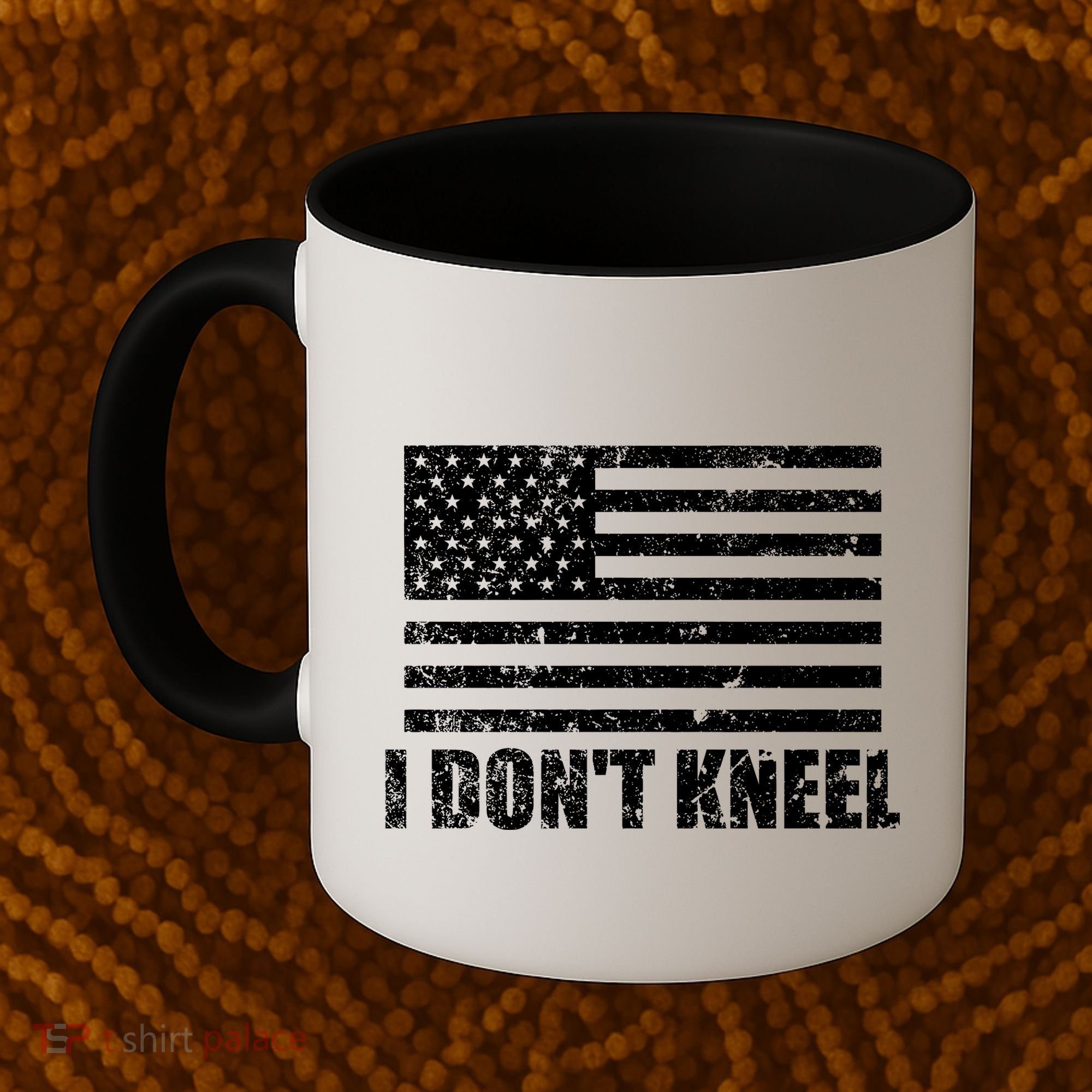 I Dont Kneel Distressed USA Flag Coffee Mug