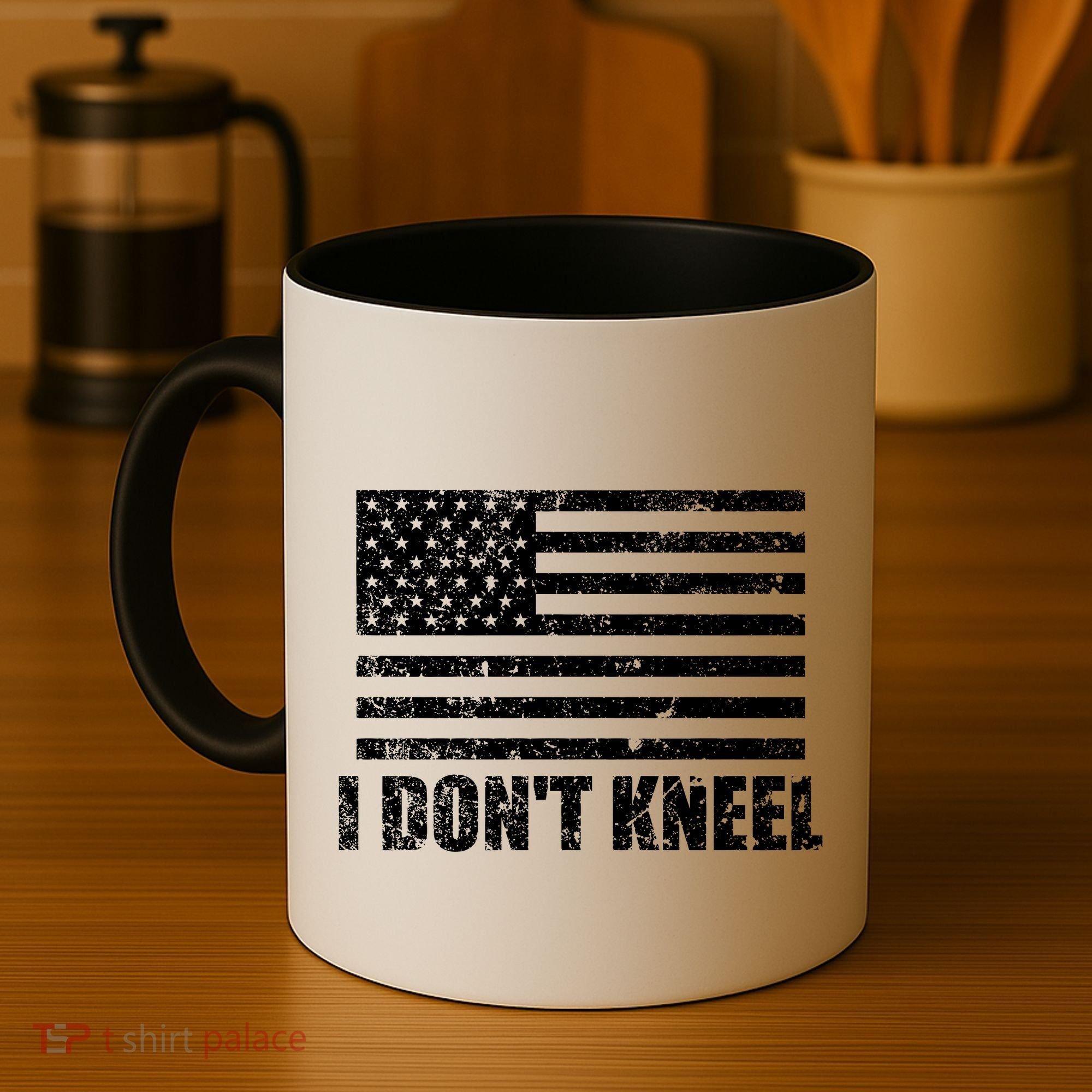 I Dont Kneel Distressed USA Flag Coffee Mug