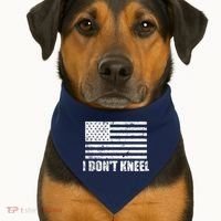 I Dont Kneel Distressed USA Flag USA-Made Doggie Bandana thumb 1