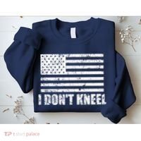 I Dont Kneel Distressed USA Flag Sweatshirt thumb 2