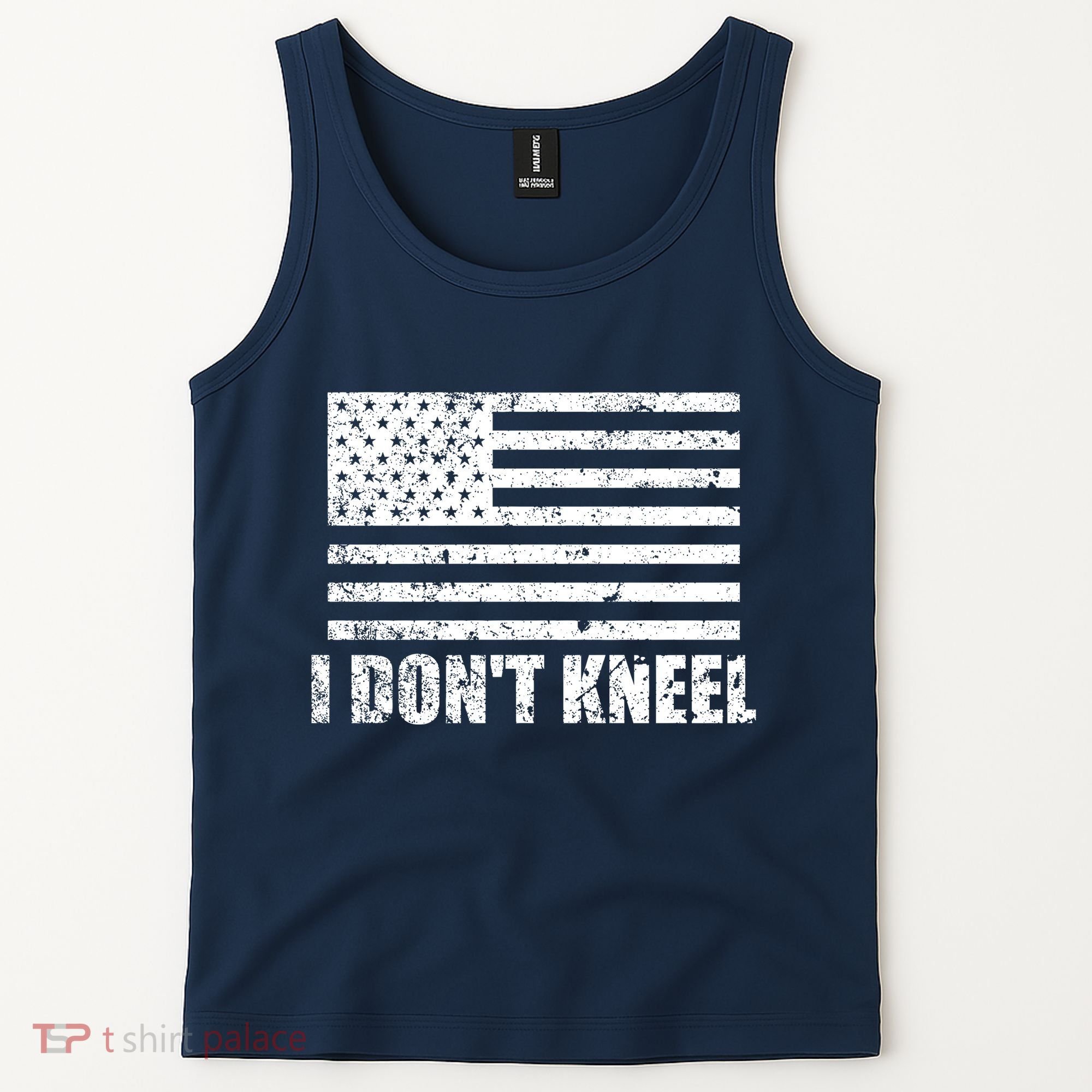 I Dont Kneel Distressed USA Flag Tank Top