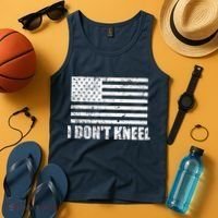 I Dont Kneel Distressed USA Flag Tank Top thumb 4