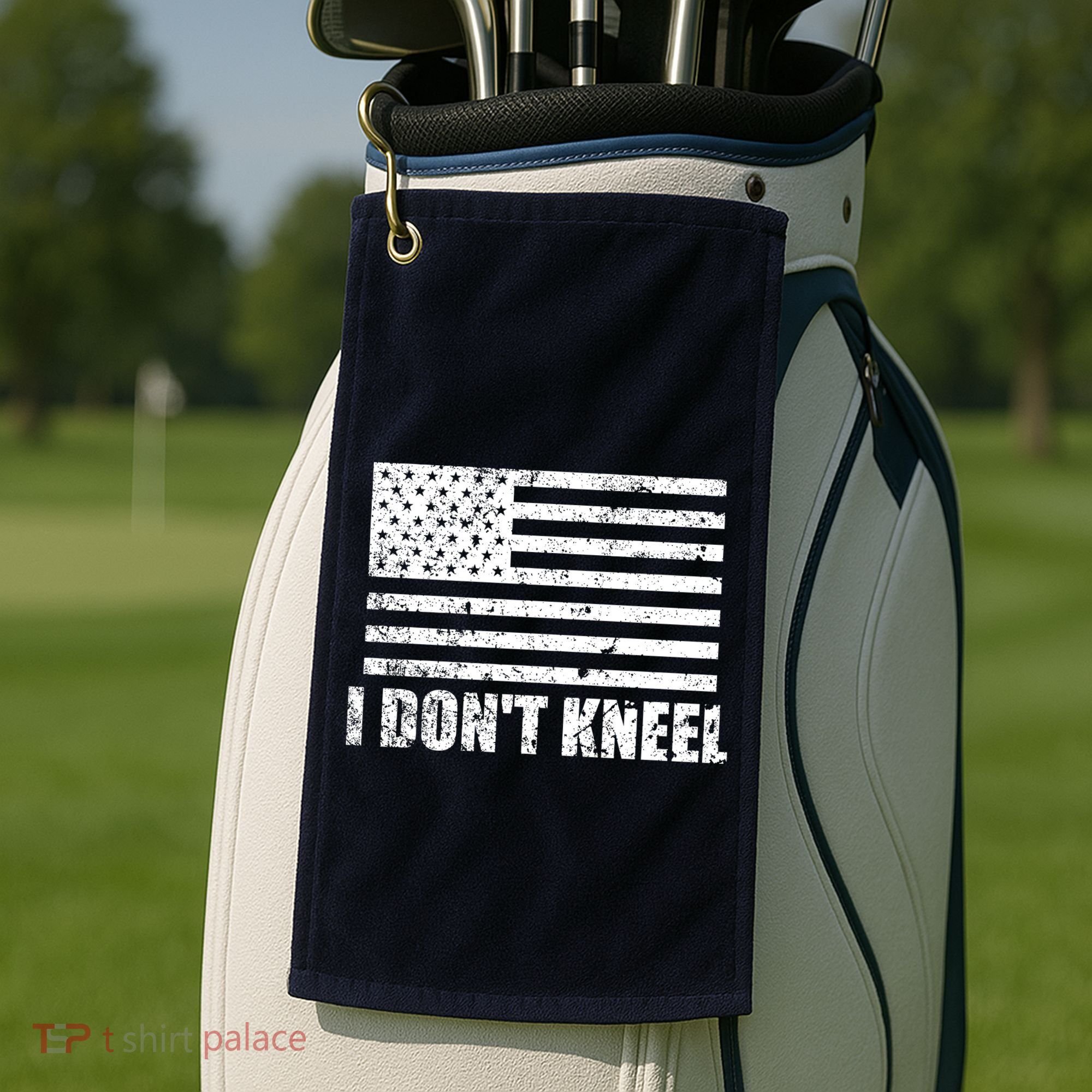 I Dont Kneel Distressed USA Flag Golf Towel