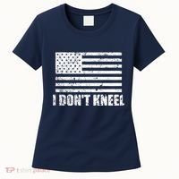 I Dont Kneel Distressed USA Flag Women's T-Shirt thumb 0