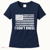 I Dont Kneel Distressed USA Flag Women's T-Shirt thumb 0