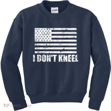 I Dont Kneel Distressed USA Flag Kids Sweatshirt
