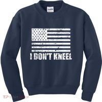 I Dont Kneel Distressed USA Flag Kids Sweatshirt thumb 0