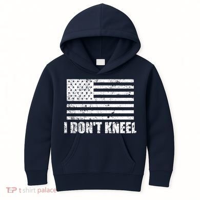 I Dont Kneel Distressed USA Flag Kids Hoodie