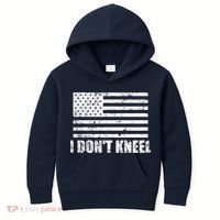 I Dont Kneel Distressed USA Flag Kids Hoodie thumb 0