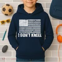 I Dont Kneel Distressed USA Flag Kids Hoodie thumb 2