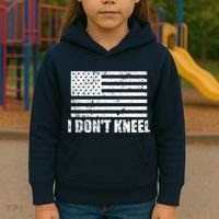 I Dont Kneel Distressed USA Flag Kids Hoodie thumb 3