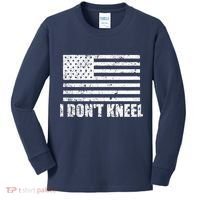 I Dont Kneel Distressed USA Flag Kids Long Sleeve Shirt thumb 0