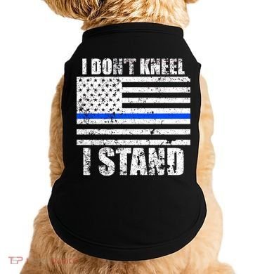 I Dont Kneel I Stand USA Blue Line Flag Doggie Tank