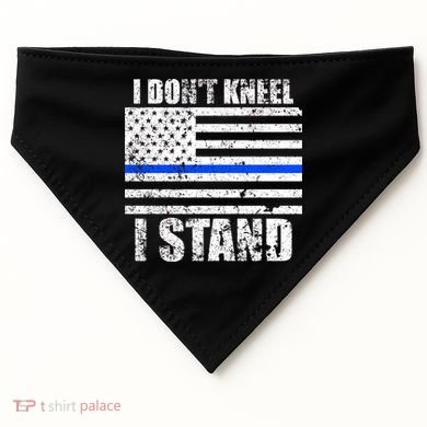 I Dont Kneel I Stand USA Blue Line Flag USA-Made Doggie Bandana