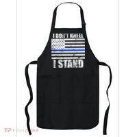 I Dont Kneel I Stand USA Blue Line Flag Apron thumb 0