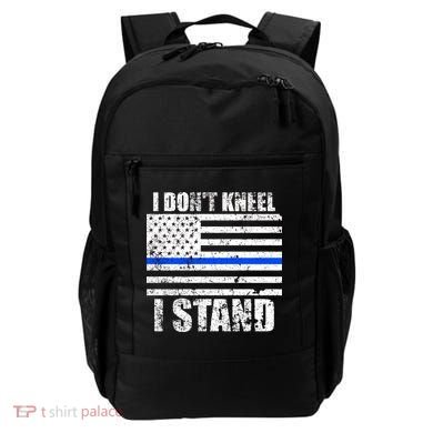 I Dont Kneel I Stand USA Blue Line Flag Backpack