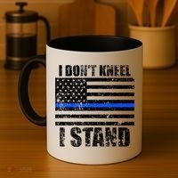 I Dont Kneel I Stand USA Blue Line Flag Coffee Mug thumb 4