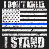 I Dont Kneel I Stand USA Blue Line Flag Beanie thumb 2