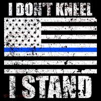 I Dont Kneel I Stand USA Blue Line Flag Women's Hoodie thumb 2