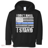 I Dont Kneel I Stand USA Blue Line Flag Toddler Hoodie thumb 0