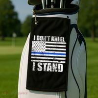 I Dont Kneel I Stand USA Blue Line Flag Golf Towel thumb 2