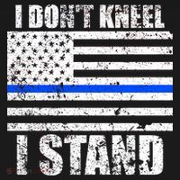 I Dont Kneel I Stand USA Blue Line Flag Kids Sweatshirt thumb 2