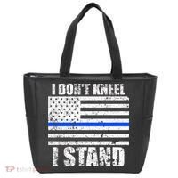 I Dont Kneel I Stand USA Blue Line Flag Tote Bag thumb 0
