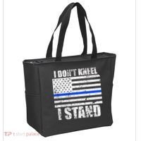 I Dont Kneel I Stand USA Blue Line Flag Tote Bag thumb 2