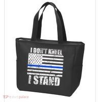 I Dont Kneel I Stand USA Blue Line Flag Tote Bag thumb 3