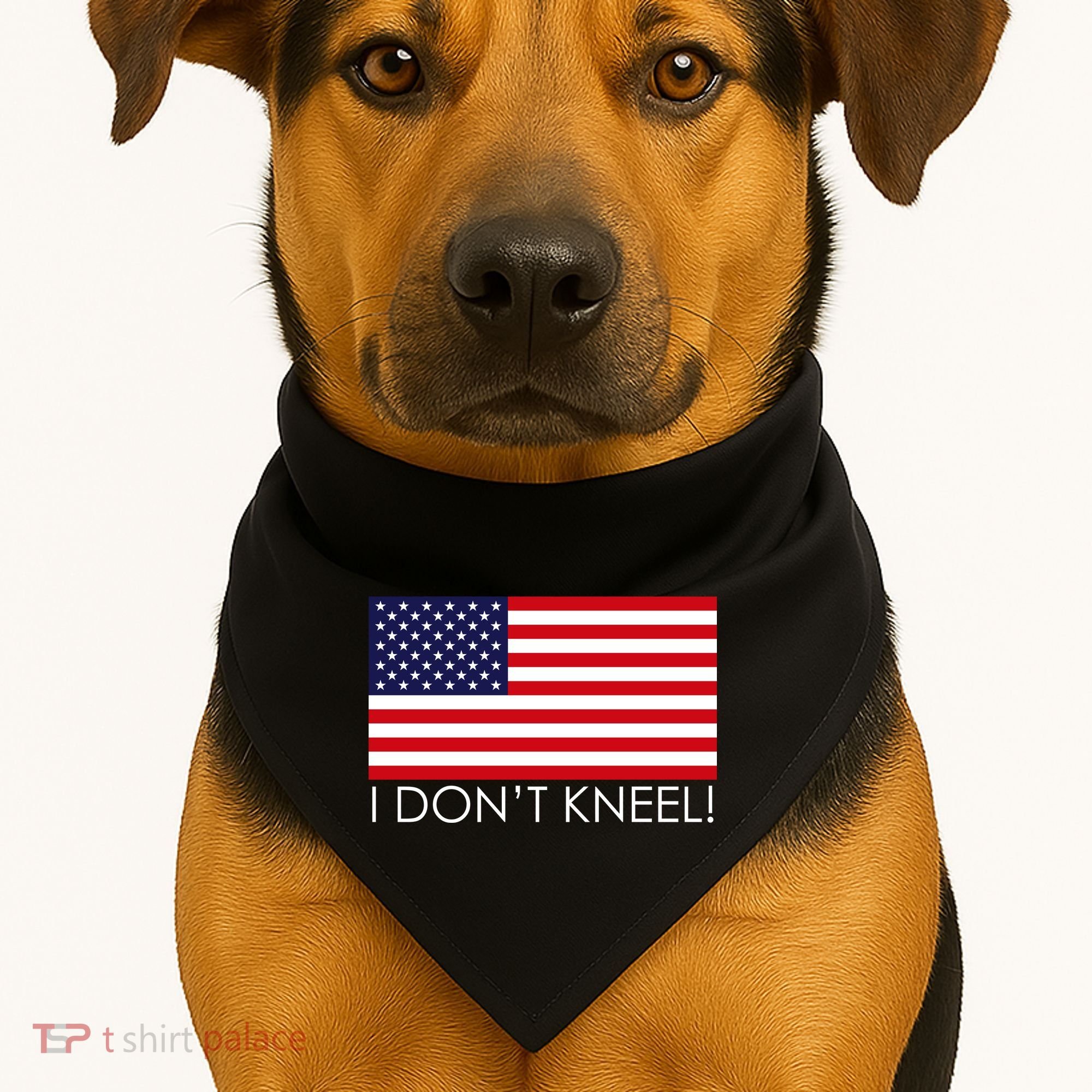 I Don't Kneel USA Flag USA-Made Doggie Bandana