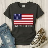 I Don't Kneel USA Flag Women's T-Shirt thumb 3