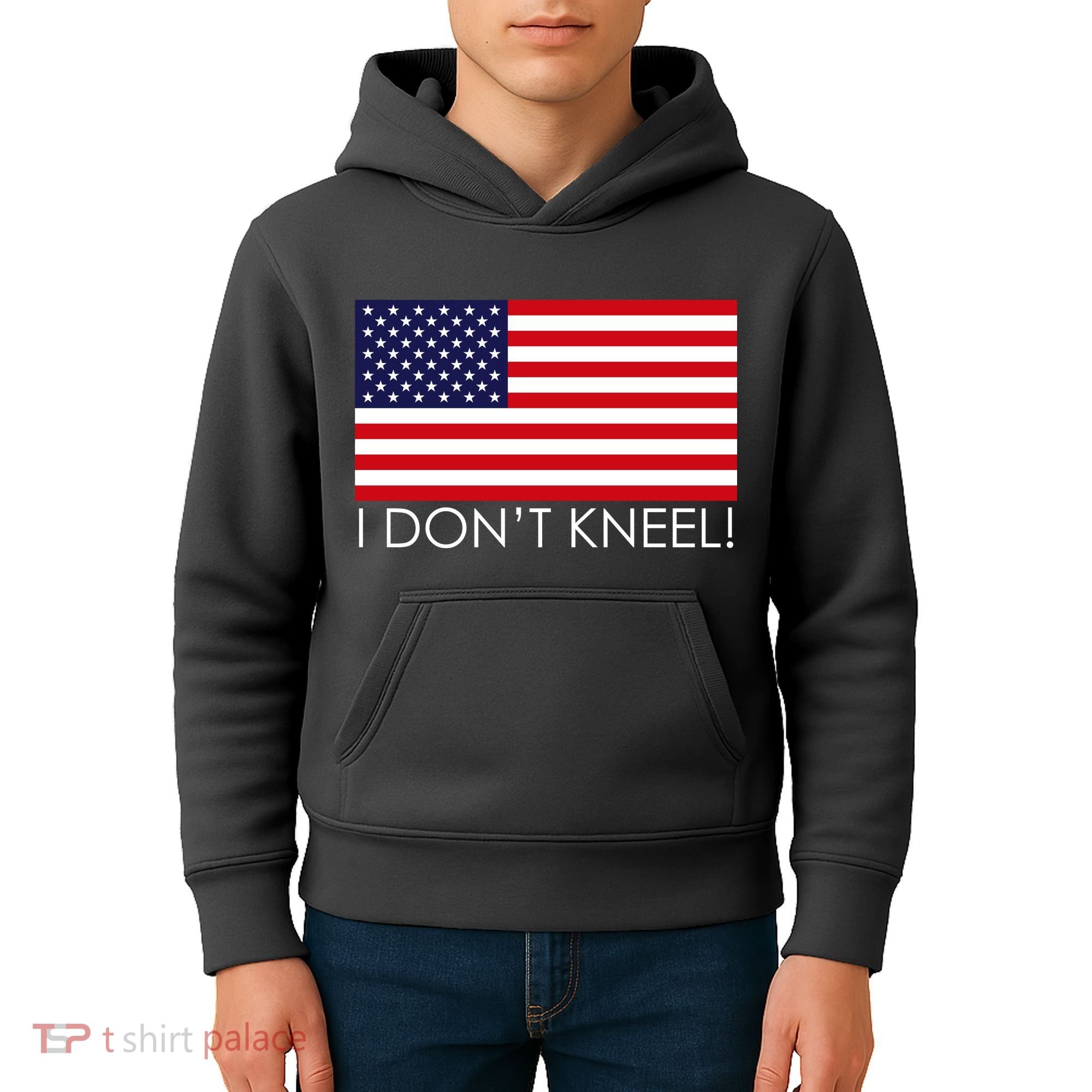 I Don't Kneel USA Flag Kids Hoodie
