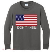 I Don't Kneel USA Flag Kids Long Sleeve Shirt thumb 0