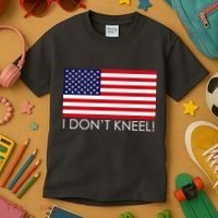 I Don't Kneel USA Flag Kids T-Shirt thumb 3