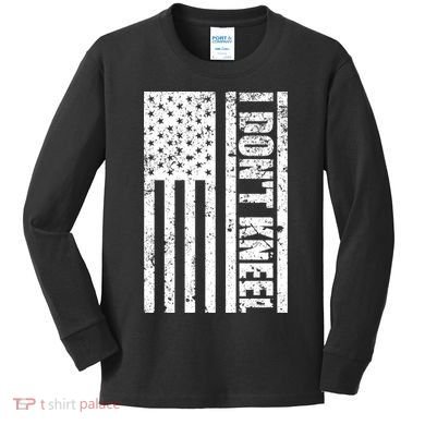 I Dont Kneel Vintage USA Flag Kids Long Sleeve Shirt