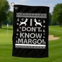 I Don't Know Margo Ugly Christmas Sweater Funny Golf Towel thumb 1