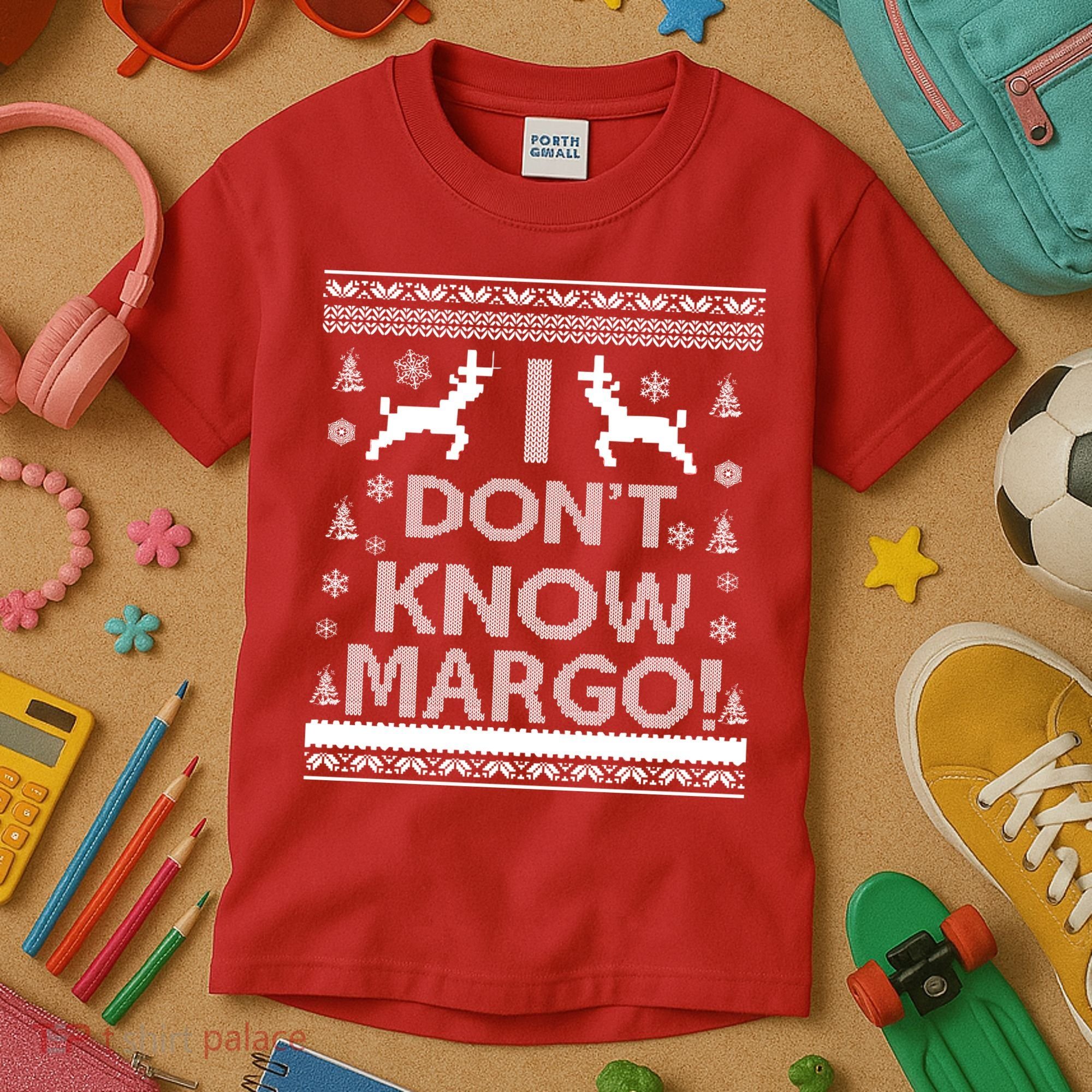 I Don't Know Margo Ugly Christmas Sweater Funny Kids T-Shirt