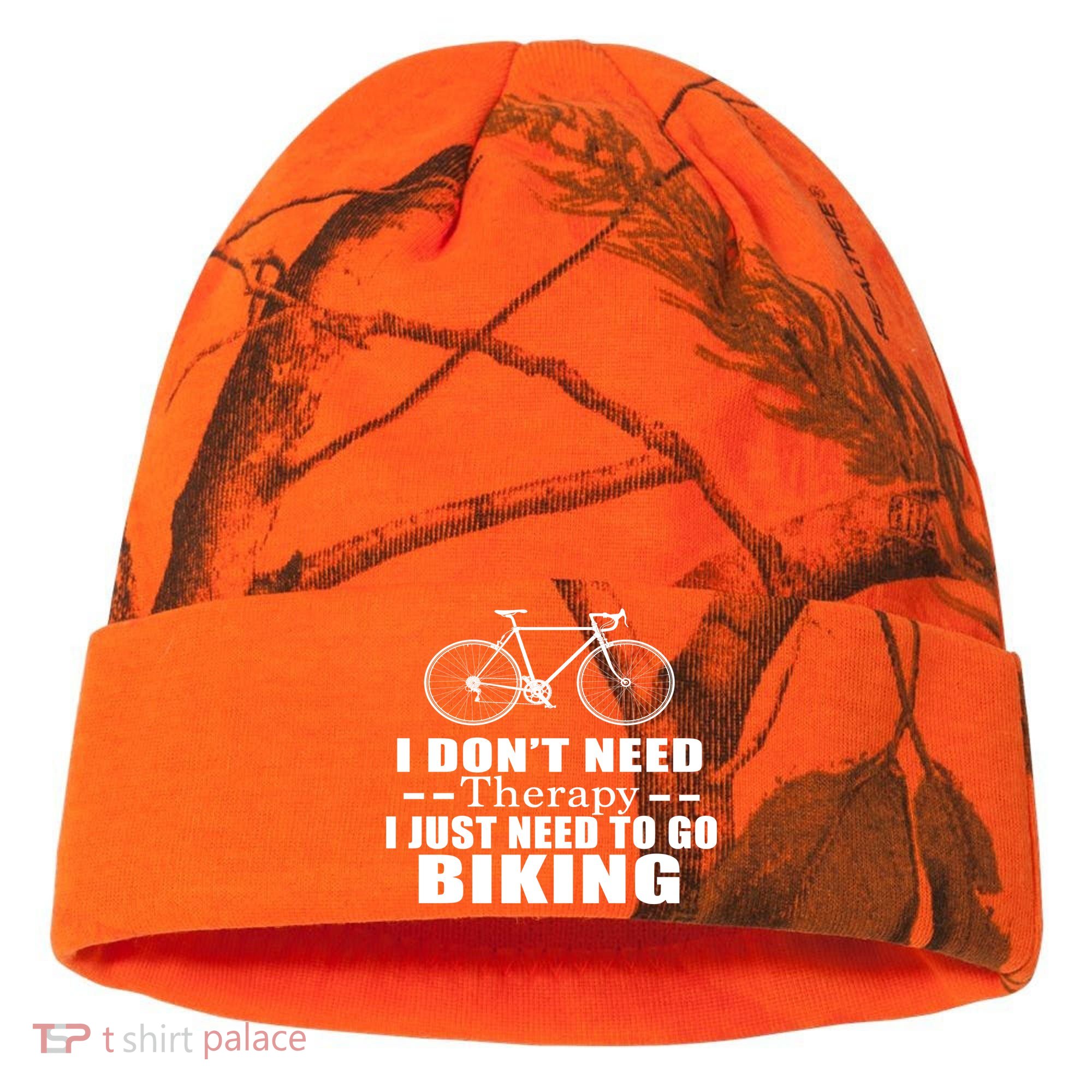 I Don't Need Therapy I Just Need To Go Biking Kati Licensed 12" Camo Cuffed Beanie