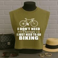 I Don't Need Therapy I Just Need To Go Biking Garment-Dyed Women's Muscle Tee thumb 3