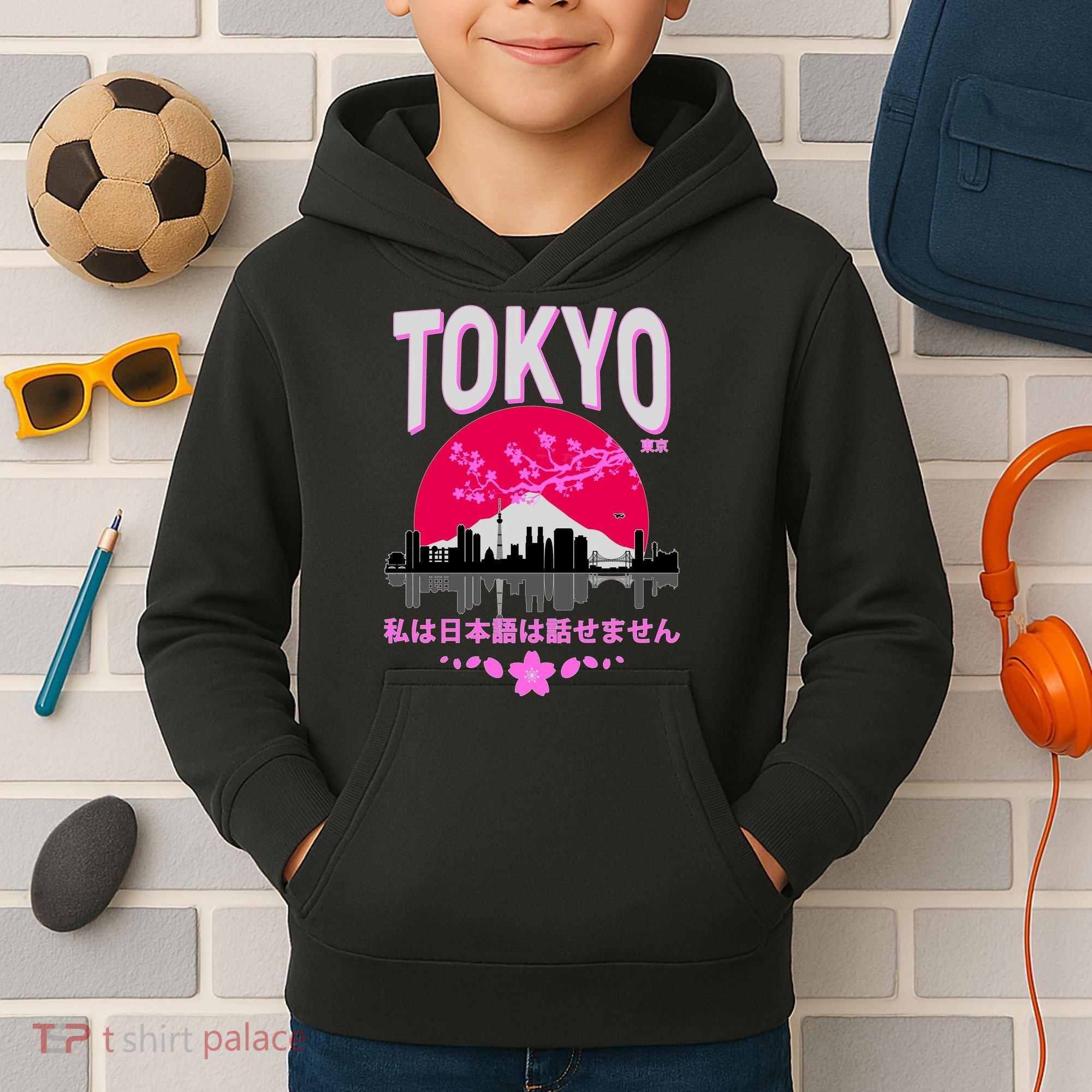 I Don't Speak Japanese Tokyo Skyline Kids Hoodie