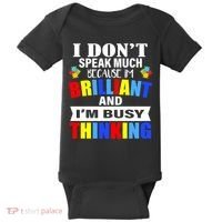 I Don't Speak Much Because I'm Brilliant Autism Baby Bodysuit thumb 0