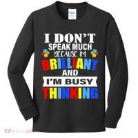 I Don't Speak Much Because I'm Brilliant Autism Kids Long Sleeve Shirt thumb 0