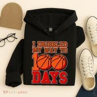 I Dribbled My Way To 100 Days Basketball Hoodie thumb 4