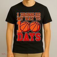 I Dribbled My Way To 100 Days Basketball T-Shirt thumb 3