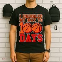 I Dribbled My Way To 100 Days Basketball T-Shirt thumb 6