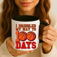 I Dribbled My Way To 100 Days Basketball Coffee Mug thumb 3