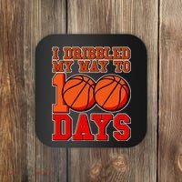 I Dribbled My Way To 100 Days Basketball Coaster thumb 0