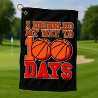I Dribbled My Way To 100 Days Basketball Golf Towel thumb 1
