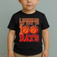 I Dribbled My Way To 100 Days Basketball Toddler T-Shirt thumb 2